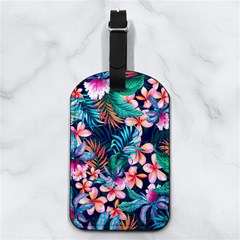 Hawaiian Flowers Hawaii Nappa Leather Luggage Tag Rectangle by Cemarart