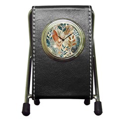 Leaves Pattern Flora Pen Holder Desk Clock by Sabxi