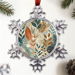 Leaves Pattern Flora Metal Large Snowflake Ornament by Sabxi