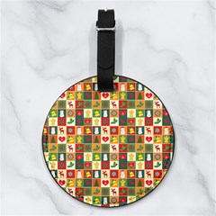 Template Christmas Pattern Nappa Leather Luggage Tag Round by Proyonanggan
