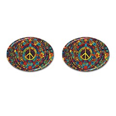 Peace Abstract Pattern Creative Drawing Cufflinks (oval) by Posterlux