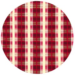 Retro 60s 50s Plaid Pattern 4 Wooden Bottle Opener (round) by violetheavensky