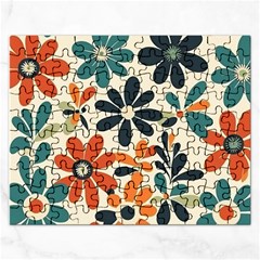 Retro Scandinavian Nordic Flowers Pattern 2 Rectangular Jigsaw Puzzl by violetheavensky