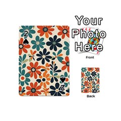 Retro Scandinavian Nordic Flowers Pattern 2 Playing Cards 54 Designs (mini) by violetheavensky