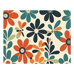 Retro Scandinavian Nordic Flowers Pattern 2 Premium Plush Fleece Blanket (large) by violetheavensky