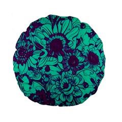 Mid Century Retro Floral 1970s 1960s Pattern 101 Standard 15  Premium Flano Round Cushions by violetheavensky