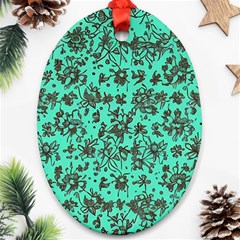 Mid Century Retro Floral 1970s 1960s Pattern 102 Ornament (oval) by violetheavensky