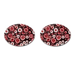 Mid Century Retro Floral 1970s 1960s Pattern 96 Cufflinks (oval) by violetheavensky