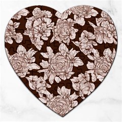 Mid Century Retro Floral 1970s 1960s Pattern 106 Jigsaw Puzzle (heart) by violetheavensky