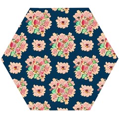 Retro 1880s Flowers Pattern 7 Wooden Puzzle Hexagon by violetheavensky