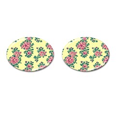Retro 1880s Flowers Pattern 8 Cufflinks (oval) by violetheavensky