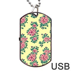 Retro 1880s Flowers Pattern 8 Dog Tag Usb Flash (one Side) by violetheavensky