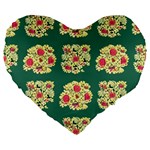Retro 1880s Flowers Pattern 6 Large 19  Premium Flano Heart Shape Cushions Front