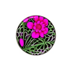 Mid Century Retro Floral 1970s 1960s Pattern 99 Hat Clip Ball Marker by violetheavensky