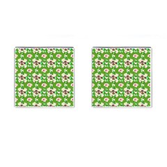 Retro 1880s Flowers Pattern 4 Cufflinks (square) by violetheavensky