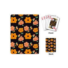 Retro 40s 50s Flowers Pattern Halloween 3 Playing Cards Single Design (mini) by violetheavensky