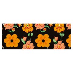 Retro 40s 50s Flowers Pattern Halloween 3 Banner And Sign 8  X 3  by violetheavensky