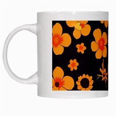 Retro 40s 50s Flowers Pattern Halloween White Mug by violetheavensky
