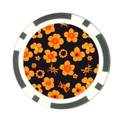 Retro 40s 50s Flowers Pattern Halloween Poker Chip Card Guard (10 Pack) by violetheavensky