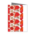 Mid Century Retro Floral 1970s 1960s Pattern 91 Mini Greeting Cards (Pkg of 8) Left