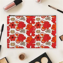 Mid Century Retro Floral 1970s 1960s Pattern 91 Cosmetic Bag (large) by violetheavensky