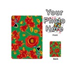 Mid Century Retro Floral 1970s 1960s Pattern 89 Playing Cards 54 Designs (Mini) Front - SpadeJ