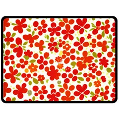 Mid Century Retro Floral 1970s 1960s Pattern 92 Fleece Blanket (large) by violetheavensky