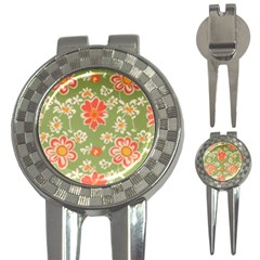 Retro 40s 50s Mexico Flowers Pattern 3 3-in-1 Golf Divots by violetheavensky