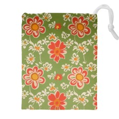 Retro 40s 50s Mexico Flowers Pattern 3 Drawstring Pouch (5xl) by violetheavensky