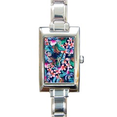Hawaiian Flowers Hawaii Rectangle Italian Charm Watch by Cemarart