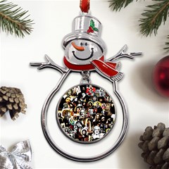 Jesus Christ Modern Halftone Pattern Metal Snowman Ornament by snek