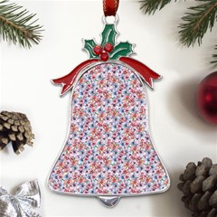 Floral Mix Metal Holly Leaf Bell Ornament by DinkovaArt
