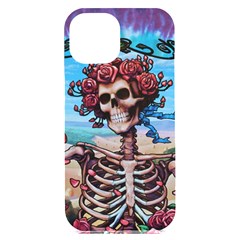 Grateful Dead Hippie Peace Roses Rock Music Legend Iphone 15 Plus Black Uv Print Pc Hardshell Case by Tsamara