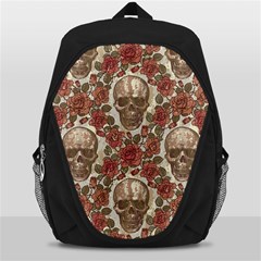 Skull And Roses Flowee Flora Floral Patterns Pattern Backpack Bag by Tsamara