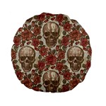 Skull And Roses Flowee Flora Floral Patterns Pattern Standard 15  Premium Flano Round Cushions Back