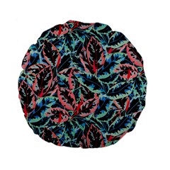 Leaves Nature Pattern Patterns Colorful Standard 15  Premium Flano Round Cushions by Tsamara