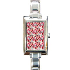Red Flowers Rectangle Italian Charm Watch by DinkovaArt