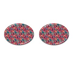 Red Flowers 2 Cufflinks (oval) by DinkovaArt
