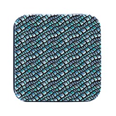 Turquoise Snake  Square Metal Box (black) by DinkovaArt