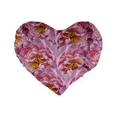 Peonies Nature Bloom Blossom Pink Standard 16  Premium Heart Shape Cushions by Tsamara
