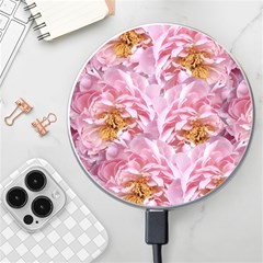 Peonies Nature Bloom Blossom Pink Wireless Fast Charger(white) by Tsamara