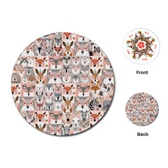 Mix Animal Faces Playing Cards Single Design (round) by DinkovaArt