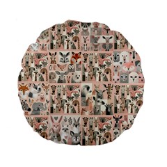 Mix Animals Standard 15  Premium Flano Round Cushions by DinkovaArt