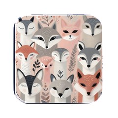Fox Square Metal Box (black) by DinkovaArt