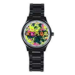 Neon Jesus 8375771 Stainless Steel Round Watch by Jabberwonkers