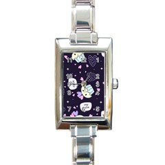 Cupcake Doodle Heart Love Rectangle Italian Charm Watch by Posterlux