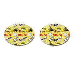Cartoon Comics Pattern Cufflinks (oval) by Posterlux