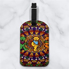 Grateful Dead Psychedelic Bears Nappa Leather Luggage Tag Rectangle by Tsamara