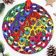 Grateful Dead Jam Bears Round Filigree Ornament (two Sides) by Tsamara