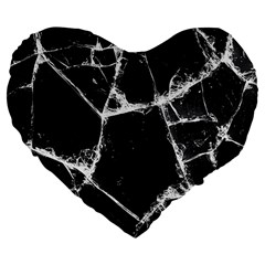 Dark Patch Art Crack Construction Large 19  Premium Flano Heart Shape Cushions by Tsamara